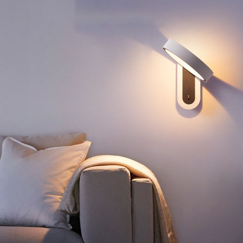 Nordic Style Aluminum Wall Light Circle Shape Rotatable Wall Lamp for Bedroom