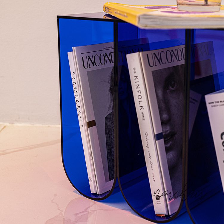 Contemporary Antique Finish Shelf Bookcase Acrylic Geometric Bookshelf