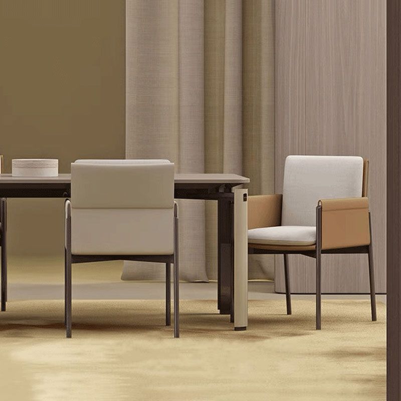 Matte Finish Hotel Dining Chair Contemporary Upholstered Solid Back Arm Chair