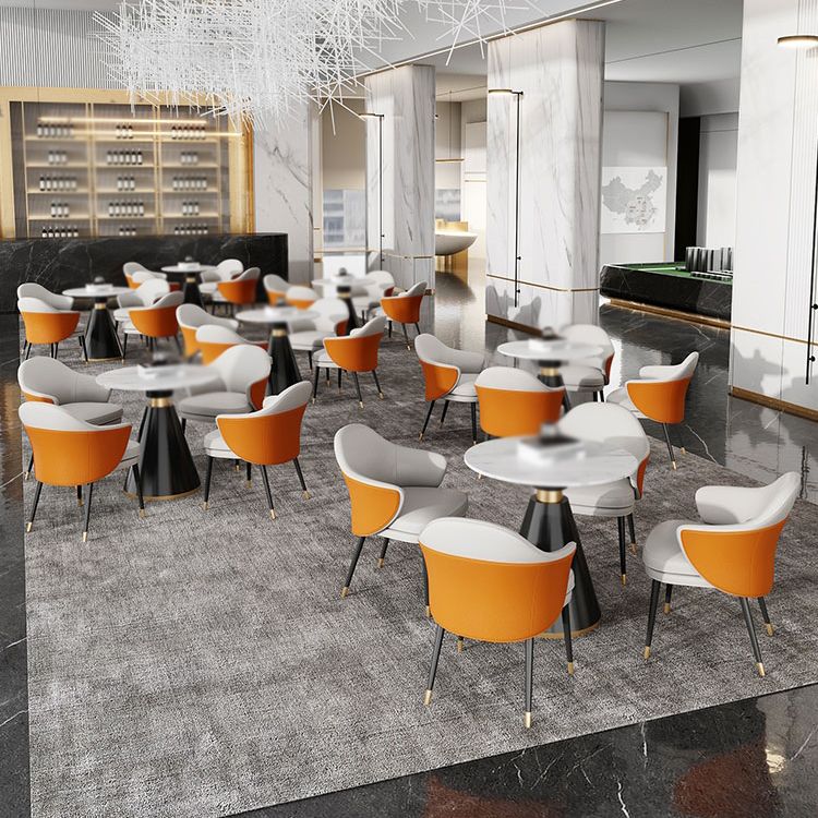 Contemporary 1/4/5 Pieces Dining Set Round Dining Room Table Set with Leather Chairs