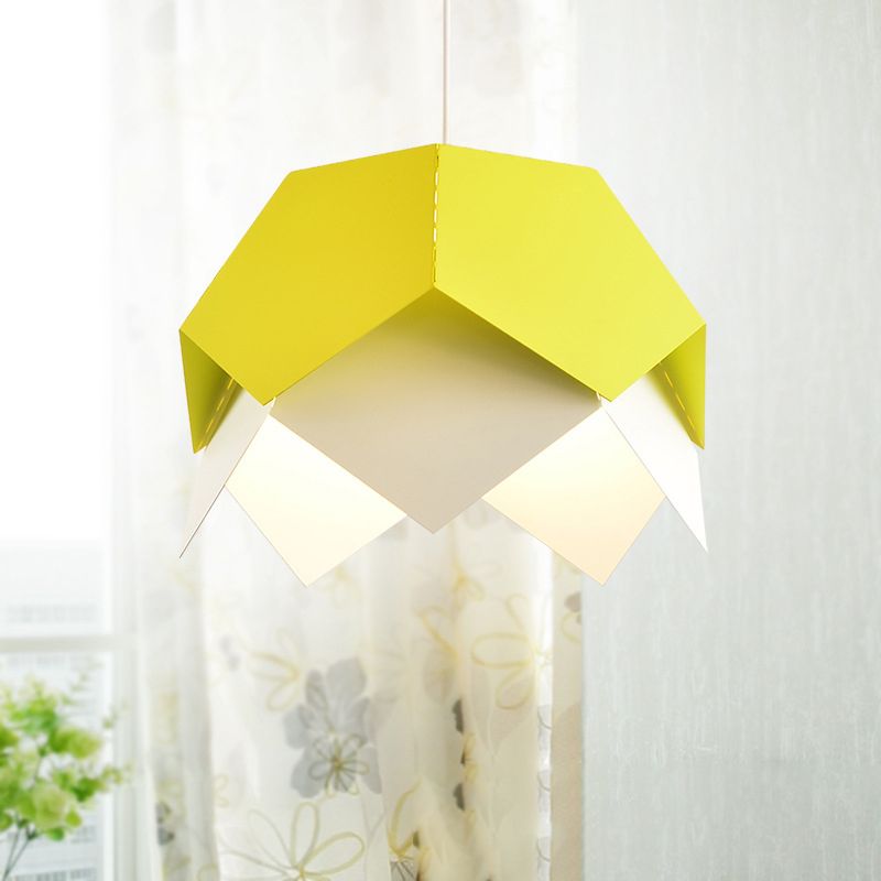 Geometric Metal Ceiling Light Contemporary 1 Light Yellow/Orange/Blue Pendant Lighting Fixture for Dining Room