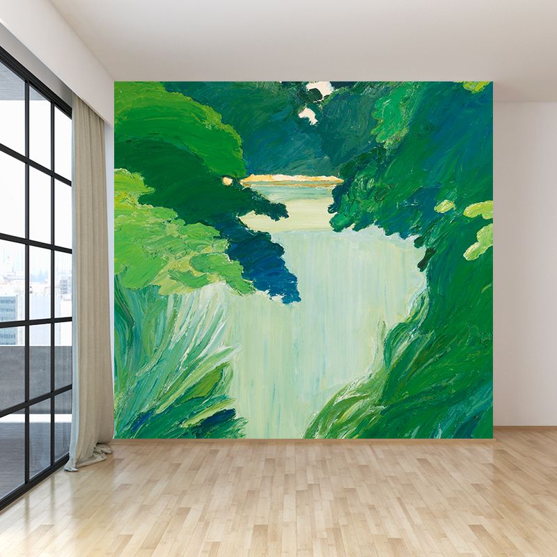 Stainproof Forest Landscape Mural Modern Aesthetics Non-Woven Wall Art, Custom Size Available