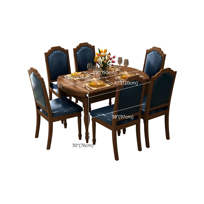 7 Piece Dining Room Table and Chair Set Solid Wood Table Dining Room Set