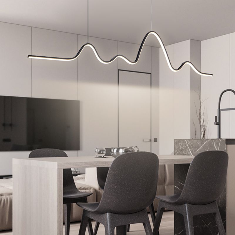 Linear Island Lighting Fixtures Contemporary Metal Island Ceiling Light for Kitchen