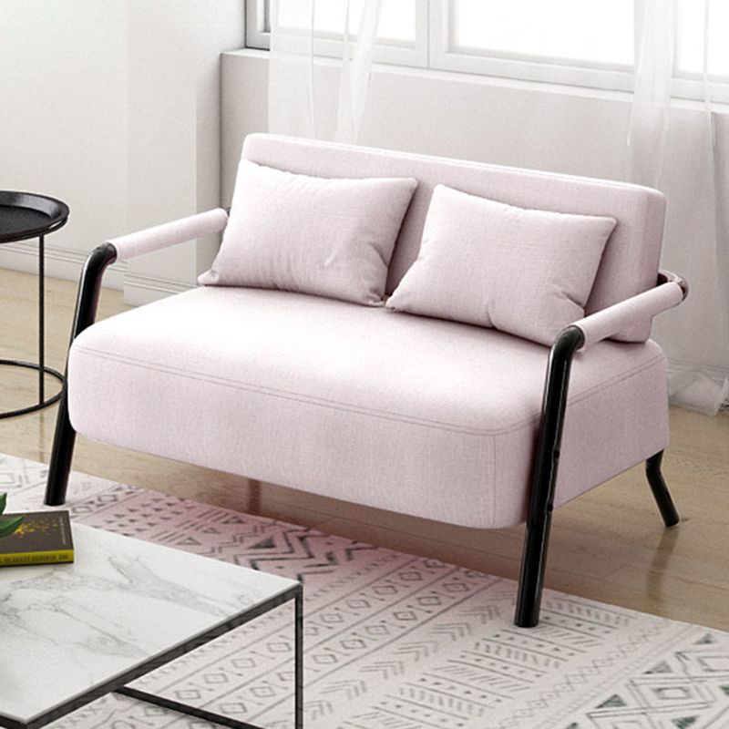 Contemporary Sofa with 2 Pillows Standard Square Arm Black Sofa