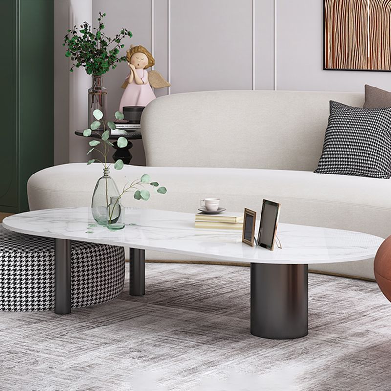 Glam 3 Legs Cocktail Table Oval Coffee Cocktail Table for Living Room