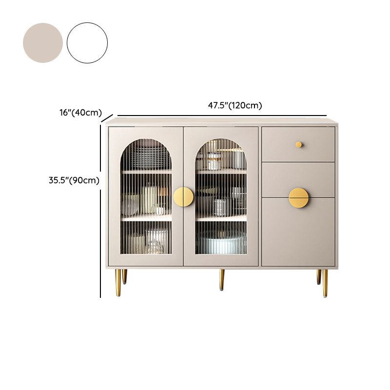 Modern Sideboard Buffet Glass Doors Cabinets Sideboard with LED Lights