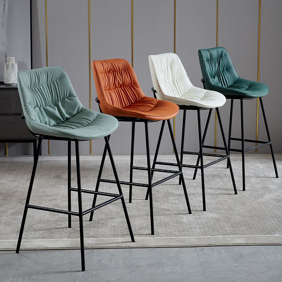 Contemporary Style Bar Stool PU Leather Counter Bar Stool with Metal Legs for Home