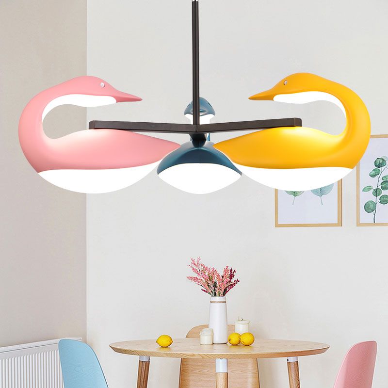 Tres lámparas de lámparas de lidera de cisne de luz de luz lámpara suspendida acrílica acrílica para habitación para niños, tercera marcha