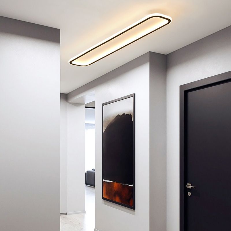 Plafonnier rectangulaire noir, éclairage de plafond moderne en aluminium à LED