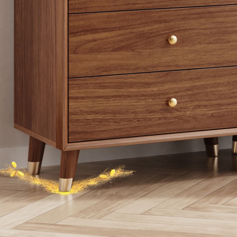 Glam Chest Bedroom Solid Wood Storage Chest in Brown with Drawers