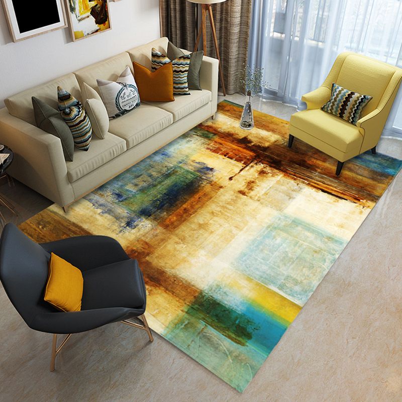 Modern Home Decor Rug Multi Color Abstract Print Area Carpet Synthetics Non-Slip Backing Pet Friendly Rug