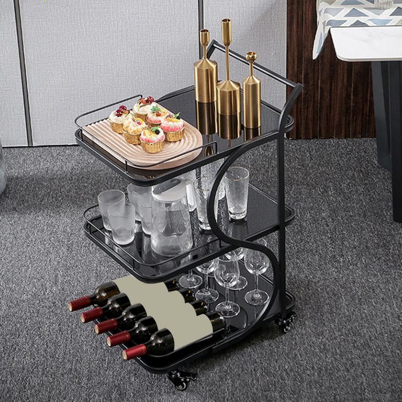 33.46" High Contemporary Prep Table Rolling Metal Prep Table for Home