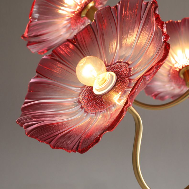Modern Style Flower Shaped Glass Lamps Flush Mount Light Fixtures for Restaurant Living Room