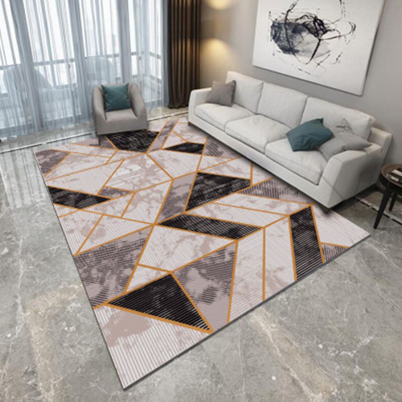 Nordic Living Room Rug Multi Colored Geometric Printed Area Carpet Polypropylene Easy Care Machine Pet Friendly Rug