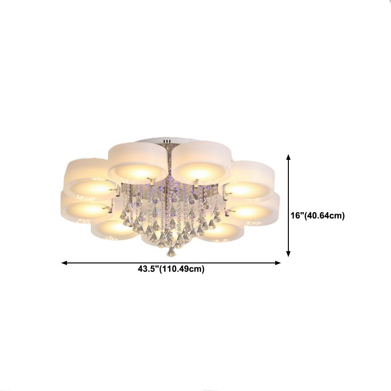 Modern 3/5/6/7/9-Light Chrome Flush Mount Lighting LED Ceiling Light with Crystal