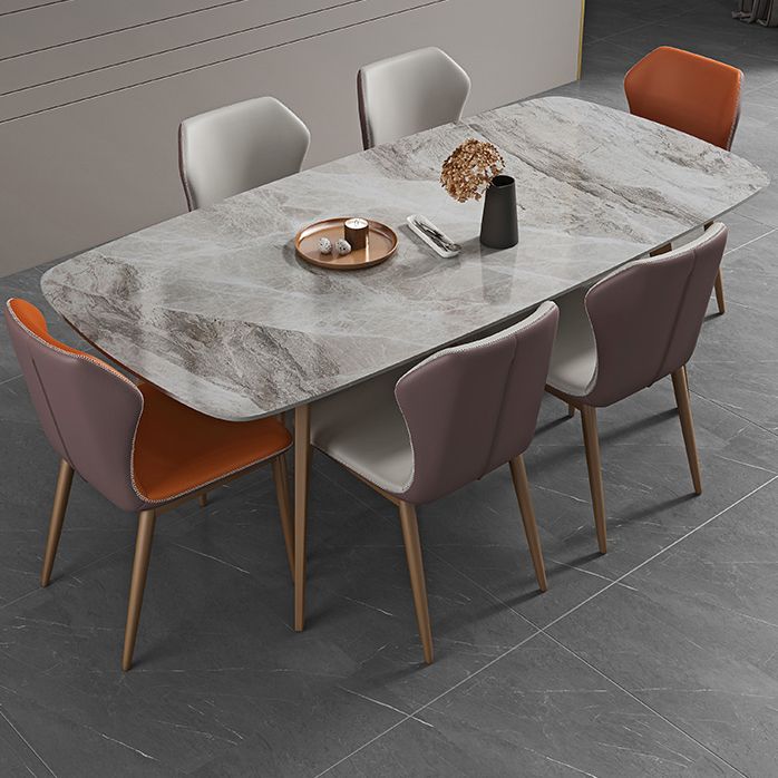 Glam 1/2/5/7 Pieces Dining Table Set with Grey Sintered Stone Top Rectangle Dinette Set