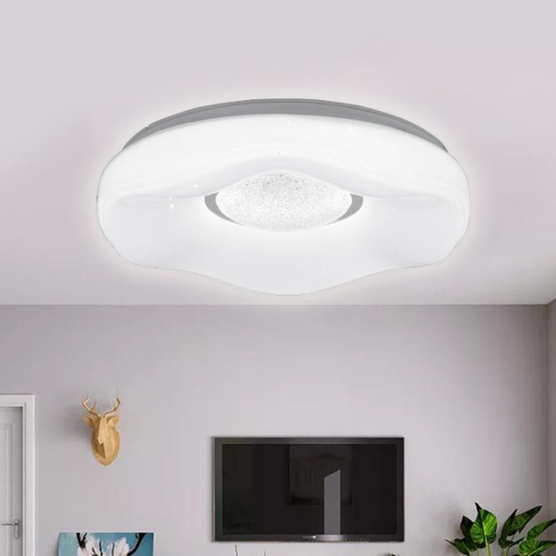 Modernism LED Flush Lighting with Acrylic Shade White Flower Flush Mount in White/Warm Light, 15"/19" Wide