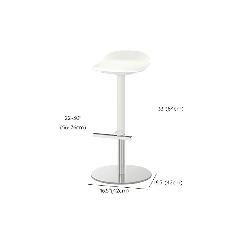 White Bar Stools Adjustable Height Swivel Dining Stools with Metal Base