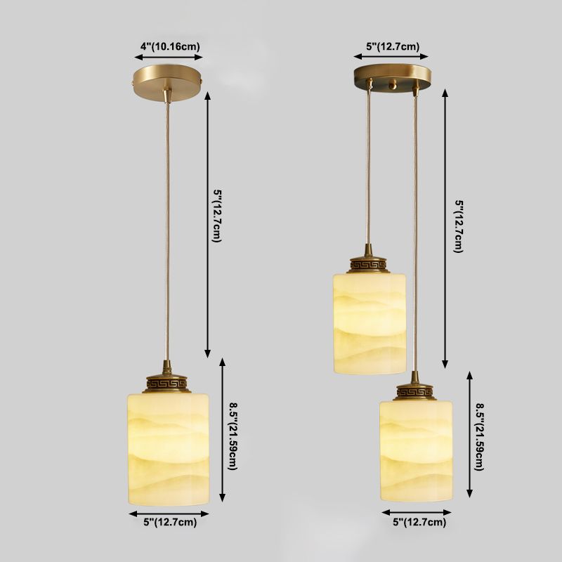 Marble Hanging Lamp, Nordic Cylinder Shade Pendant Lighting for Living Room