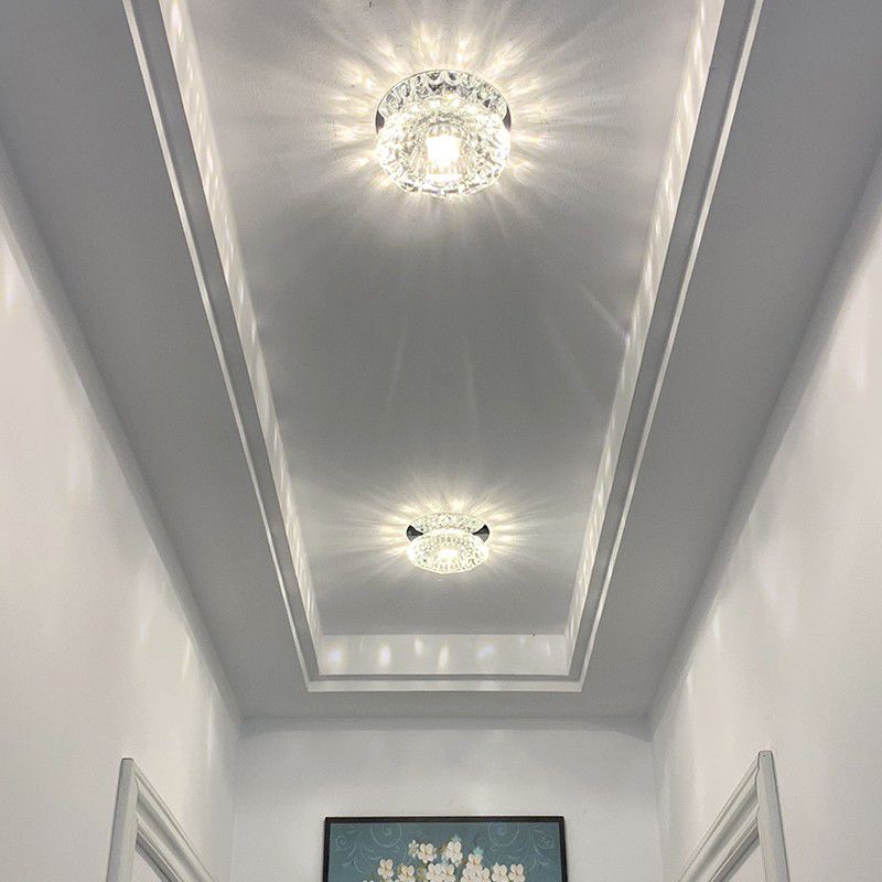 Modern Mini Crystal Ceiling Light Hallway LED Flush Mount Lamp with Hole 1.9-3.2" Dia