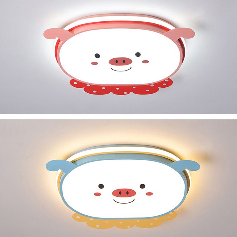 Cartoon Metal LED Flush Mount Light Fixture Cartoon Pig Flush Mount Spotlight for Kids Bedroom