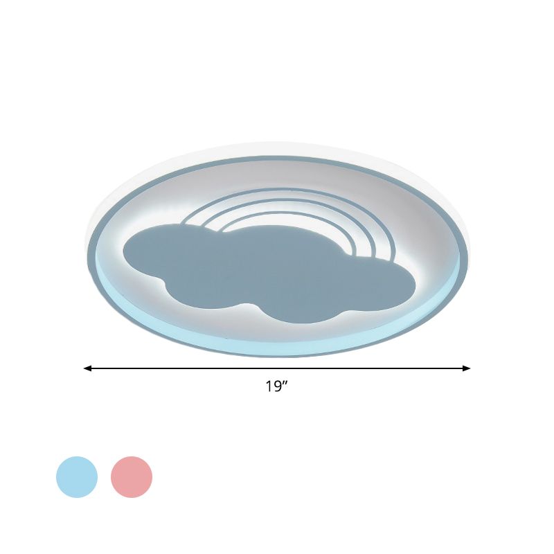 Rainbow Extra Thin Iron Ceiling Lamp Cartoon Pink/Blue LED Flush Mount Light Fixture for Kindergarten