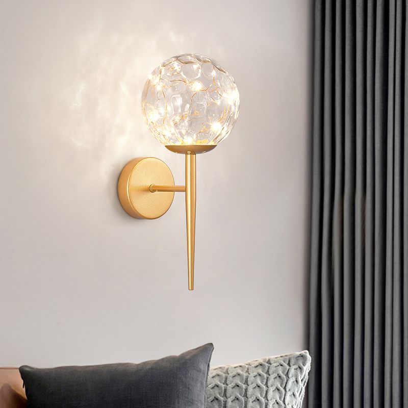 Gypsophila Sconce Lights con tonalità in vetro trasparente muro moderno appeso alla luce in ottone/nero