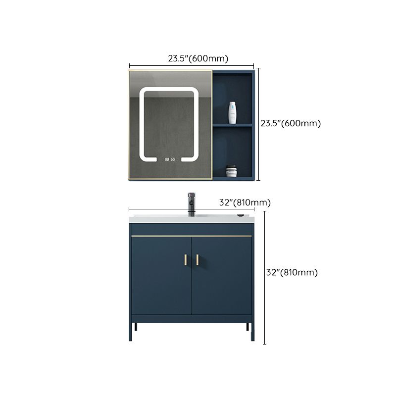 Contemporary Blue Sink Cabinet Metal Mirror Cabinet Bathroom Vanity Cabinet