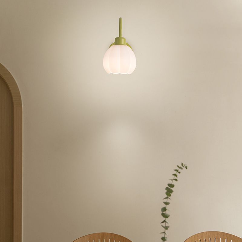 Glass Bowl Shape Sconce Light Modern-Style 1 Light Wall Light Fixtures in Green