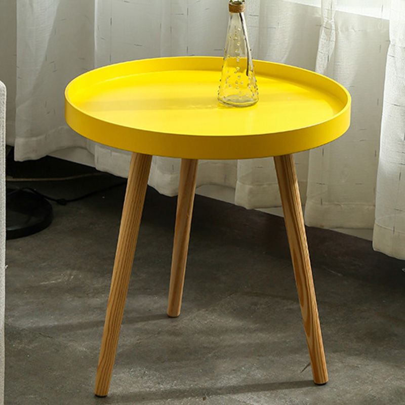 19.69 inch Wide Scandinavian Sofa Side Accent Table Wooden 3 Legs Round Side End Table