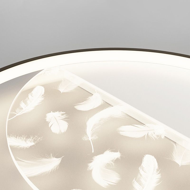 Modern Romantic Feather LED Ceiling Light Geometric Wrought Iron Ceiling Fixture for Bedroom
