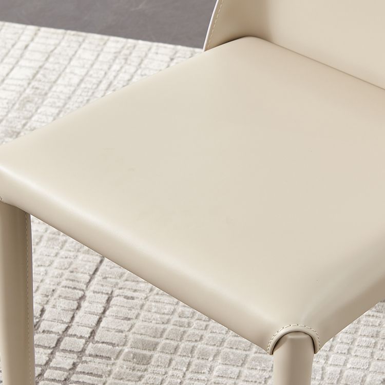Modern Style Leather Dining Chair Armless Metal Side Chair for Home Use