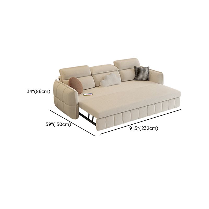 Modern & Contemporary Faux leather Upholstered Futon Sofa Bed in White