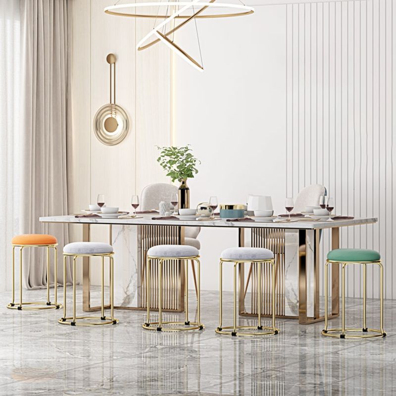 Faux Leather Mildew Resistant Ottoman Round Glam Solid Standard Ottoman