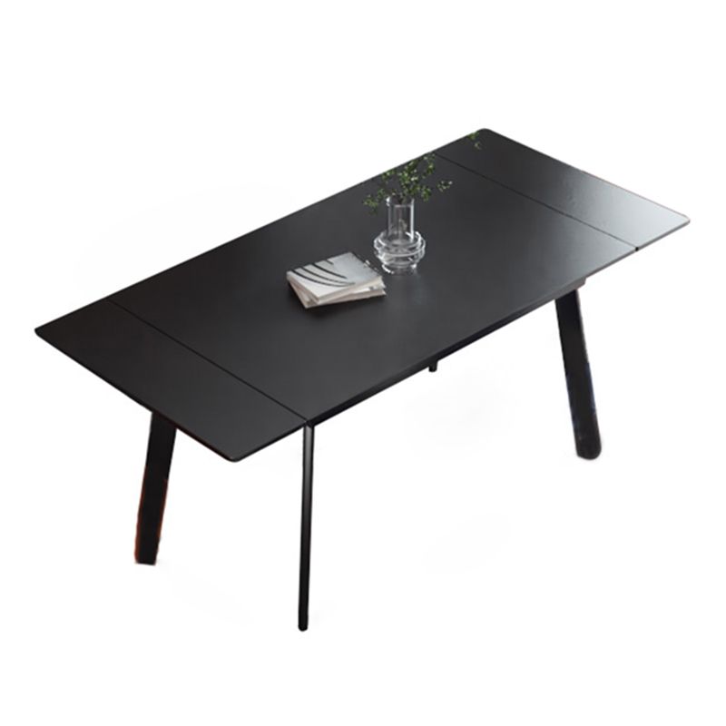 Industrial Rectangle Shape Table Black Sintered Stone Dining Table with 4 Legs Base