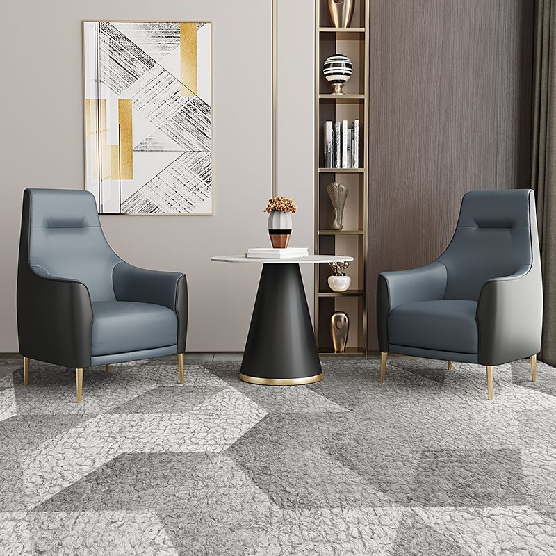 Fixed Back Lounge Chair Water Resistant Side Chair with Gold Tone Legs