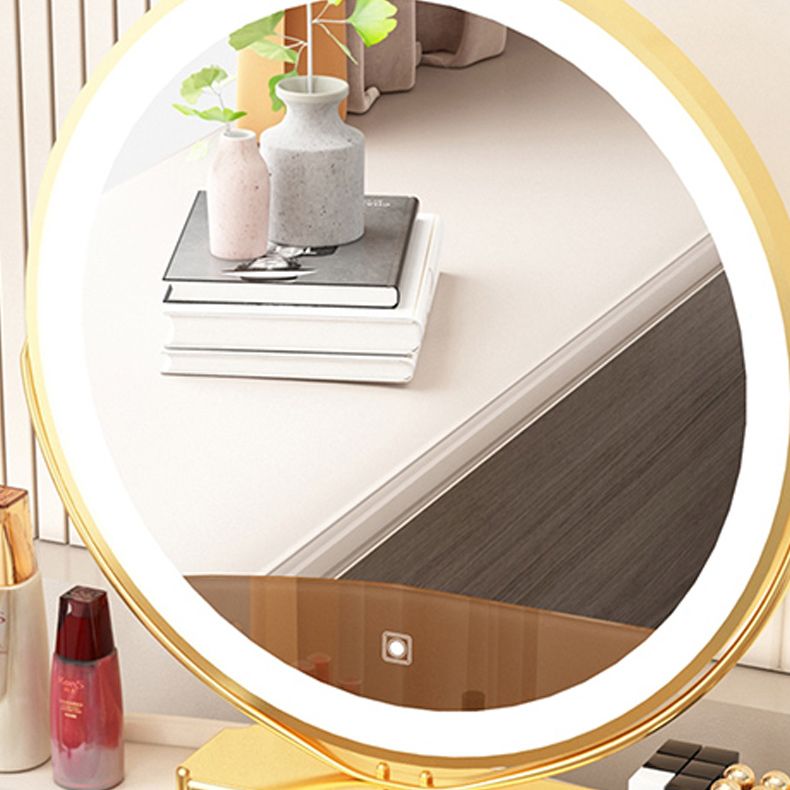 Mirrored Glass Makeup Counter Adjustable Mirror Vanity Dressing Table with Drawer