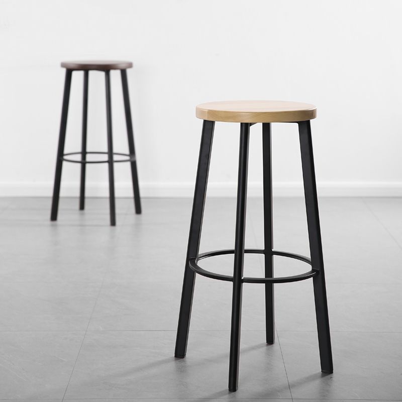 Modern Minimalist Bar And Counter Stool Wrought Iron Solid Wood Cafe Bar Stool,Set of 4