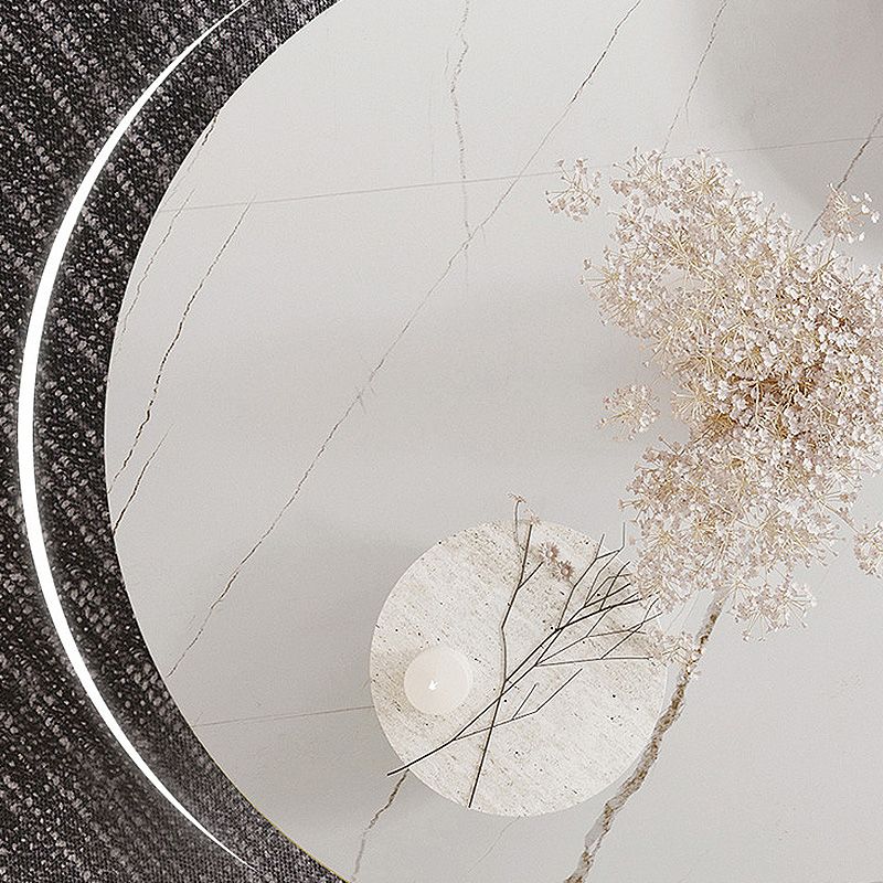 Modern Style Pedestal Base Slab & Wood White/black Round Coffee Table