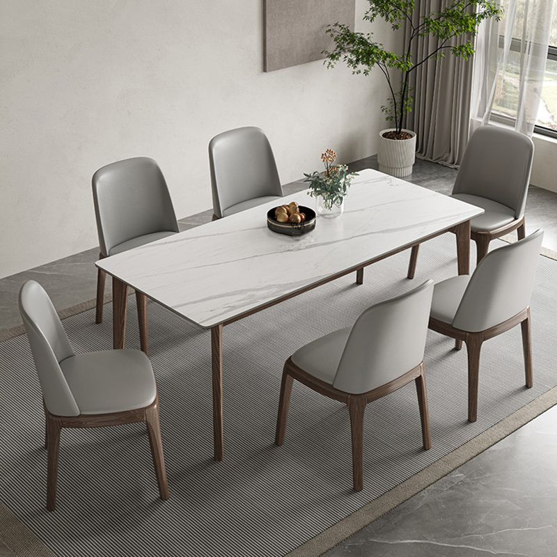 Modern 1/4/5/7 Pieces Dining Table Set Stone Rectangle Furniture in White