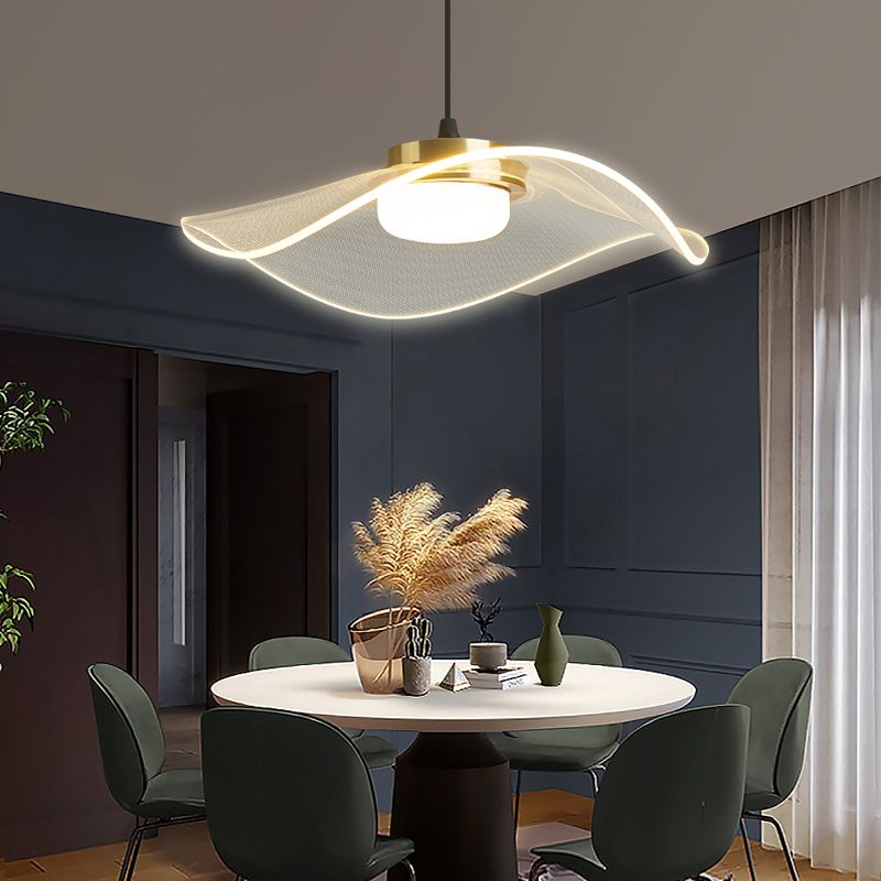 Gesneden LED Pendulum Light Simplicity Acryl Clear Hanging Light voor eetkamer