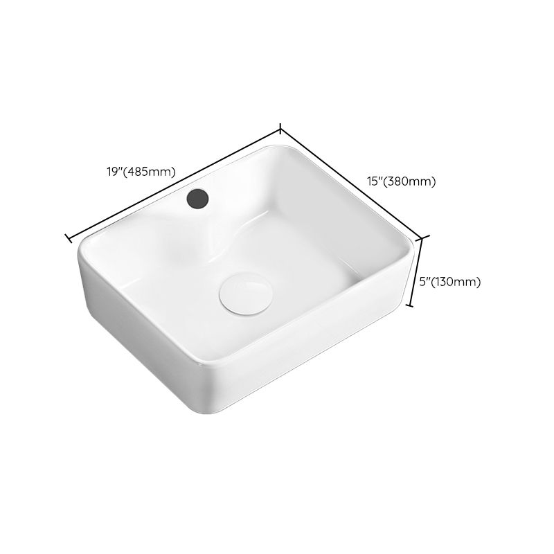 Modern Vessel Bathroom Sink Round Porcelain with Overflow Vessel Lavatory Sink