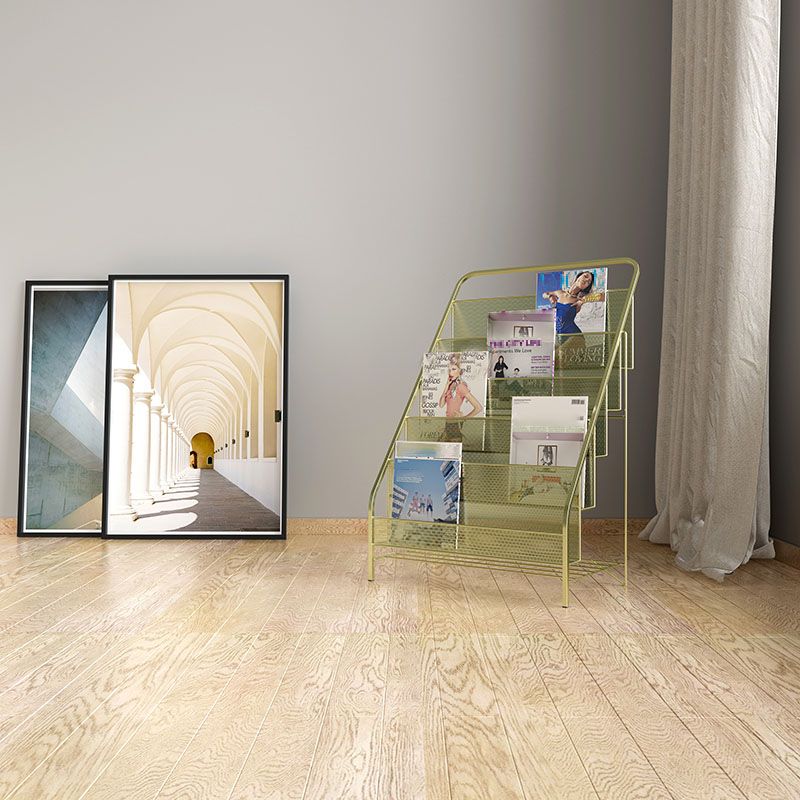 Metal Ladder Bookcase Scandinavian Style Closed Back Book Shelf