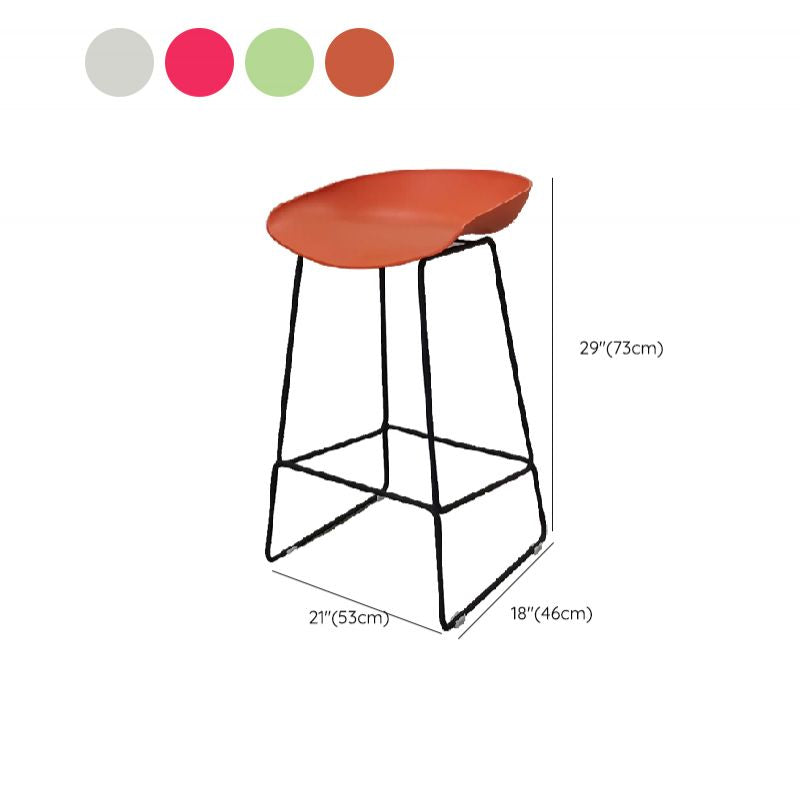 Nordic Armless Counter Stool with 4 Legs Metal Bar Stool for Indoor