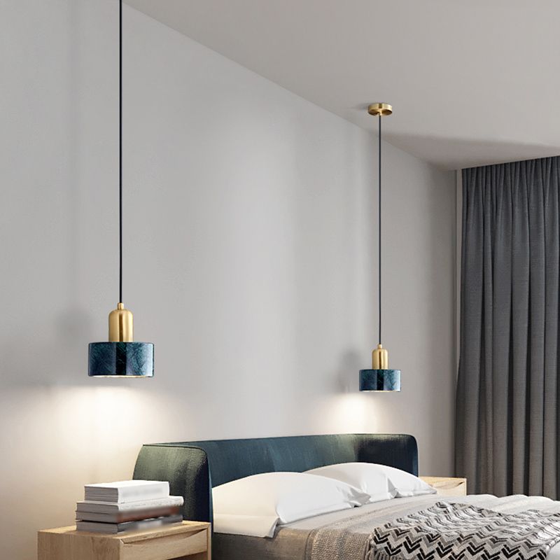 Round Shade Dining Room Pendant Light Marble Simplicity Suspension Lighting Fixture