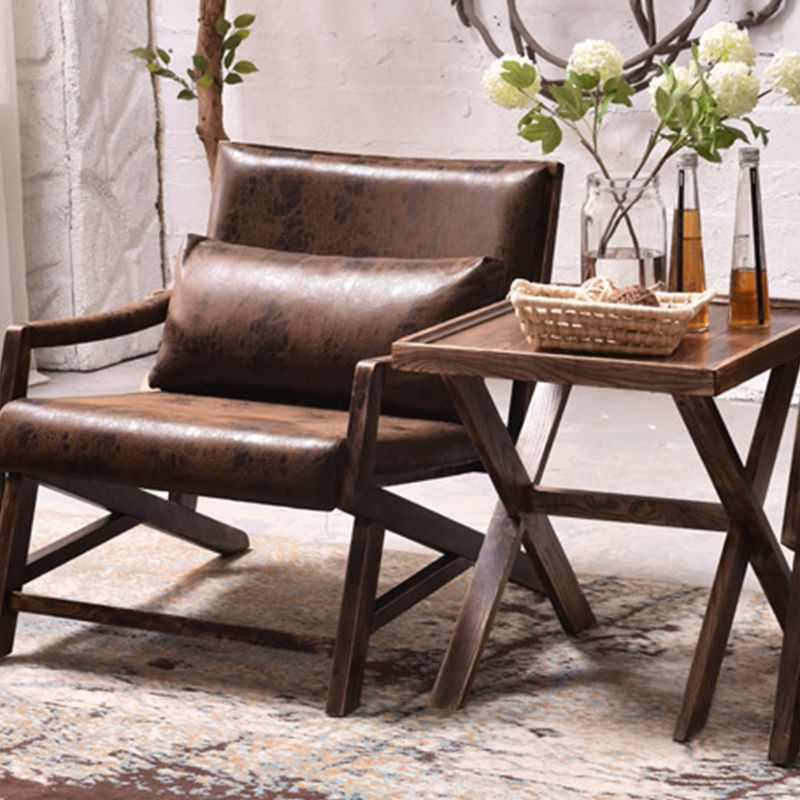 25.59" L x 29.52" W x 28.34" H Faux Leather Square Arms Lounge Chair with Pillow Back