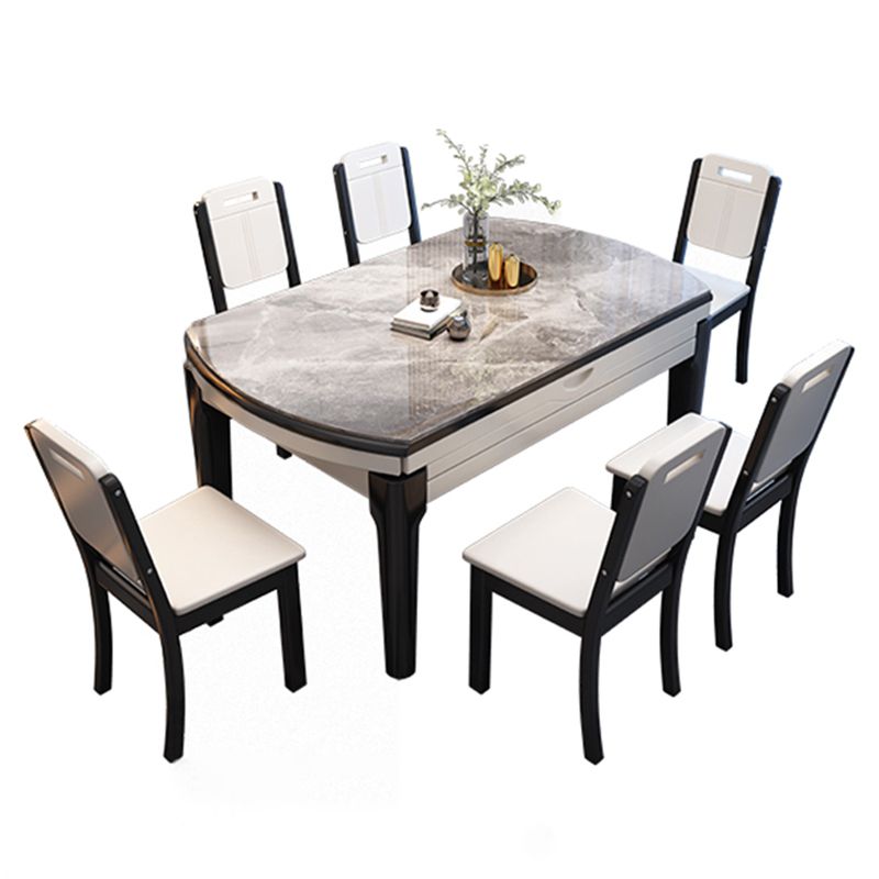 Modern Style Furniture 1/7/ Pcs Round Stone Dinette Table with Armless Chair