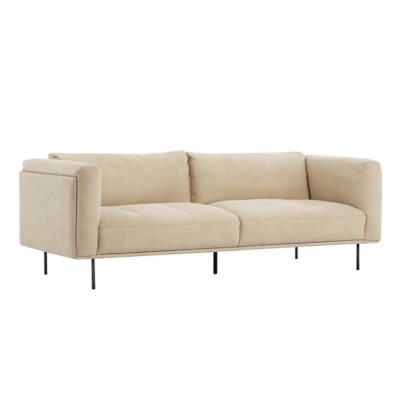 Modern Faux Leather Cushions Sofa Loose Back Tuxedo Arm Living Room Seating