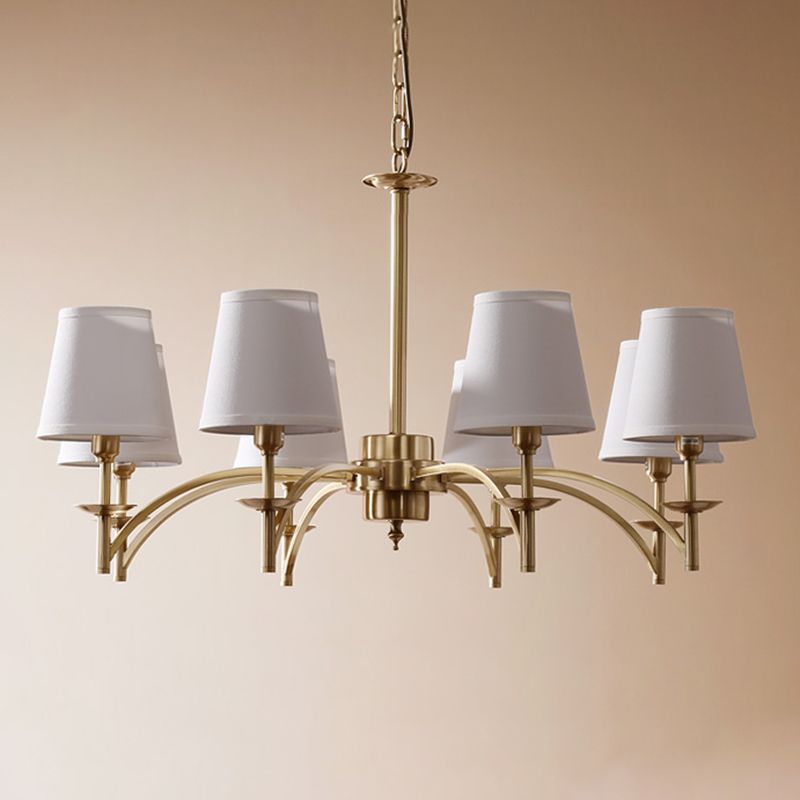 Multi-Head Chandelier Lighting Fixtures Traditional Barrel Suspension Lamp with White Fabric Shade